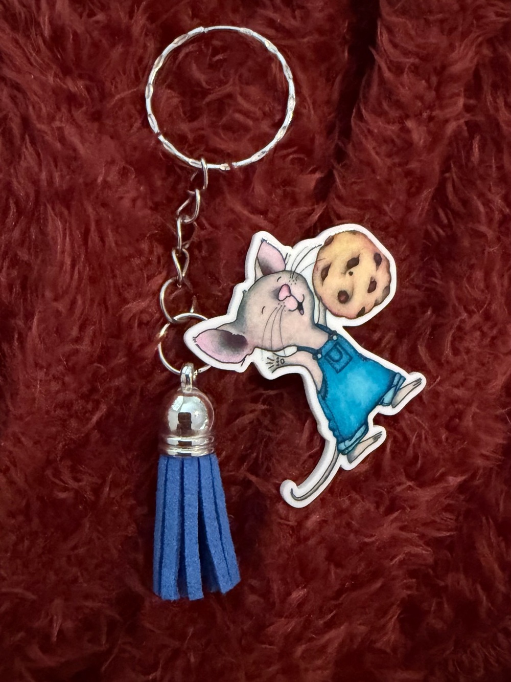 Cute Blue Mouse Tassel Keychain